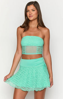 Stay Lace Mini Skirt | Teal