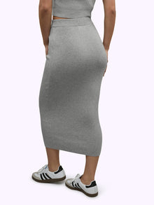 Womens | Soho Knit Form-Fitting Midi Skirt | Heather Grey