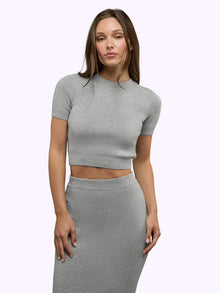 Womens | Soho Form-Fitting Knit Tee | Heather Grey