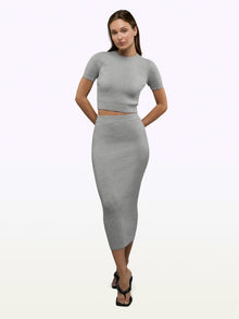 Womens | Soho Form-Fitting Knit Tee | Heather Grey