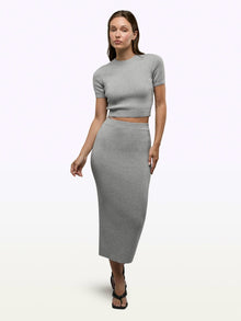 Womens | Soho Knit Form-Fitting Midi Skirt | Heather Grey