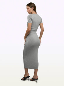 Womens | Soho Knit Form-Fitting Midi Skirt | Heather Grey