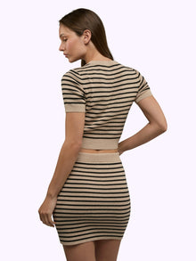 Womens | Soho Form-Fitting Knit Tee | Khaki Stripe