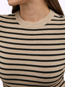 Womens | Soho Form-Fitting Knit Tee | Khaki Stripe