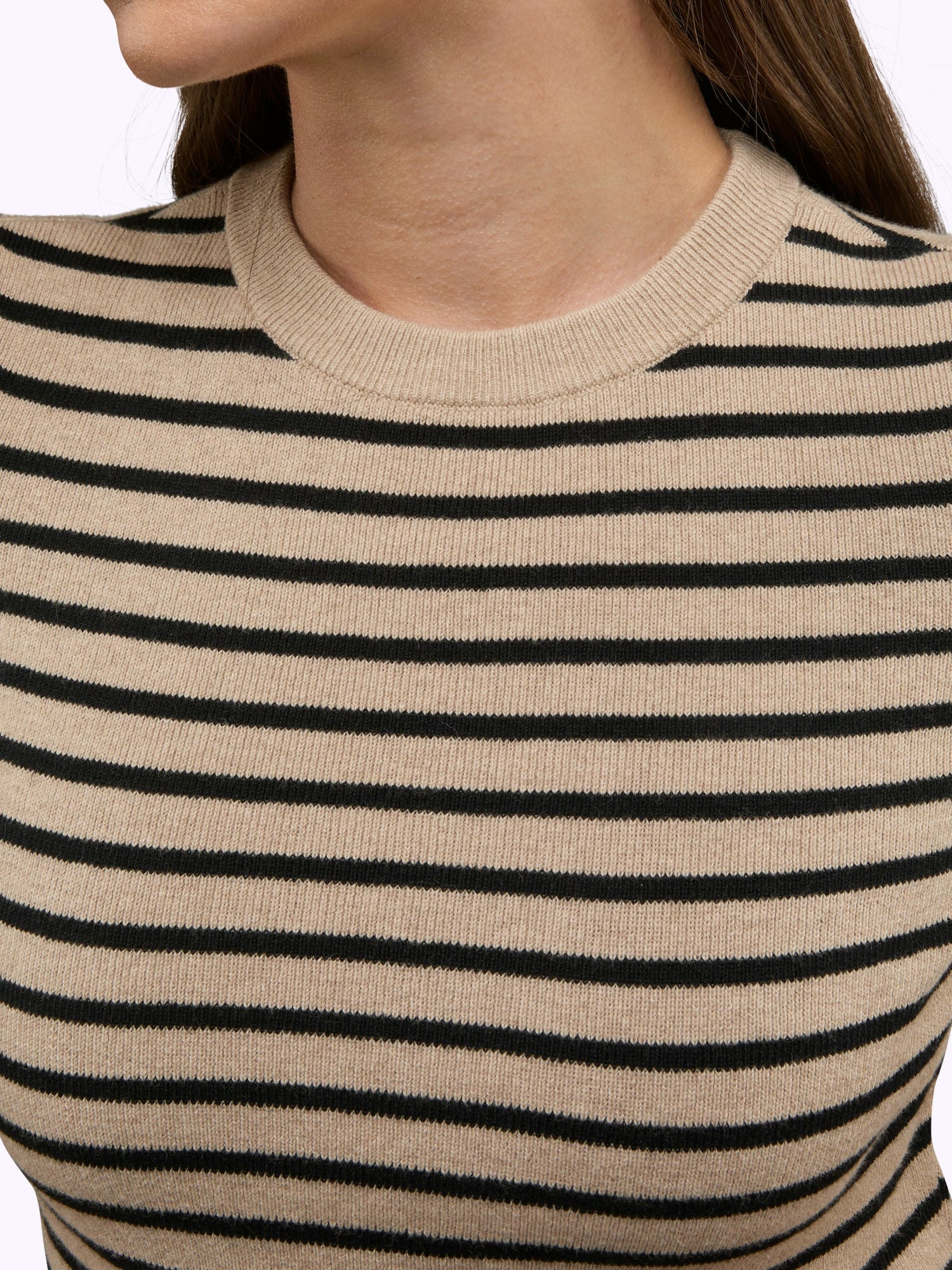 Womens | Soho Form-Fitting Knit Tee | Khaki Stripe