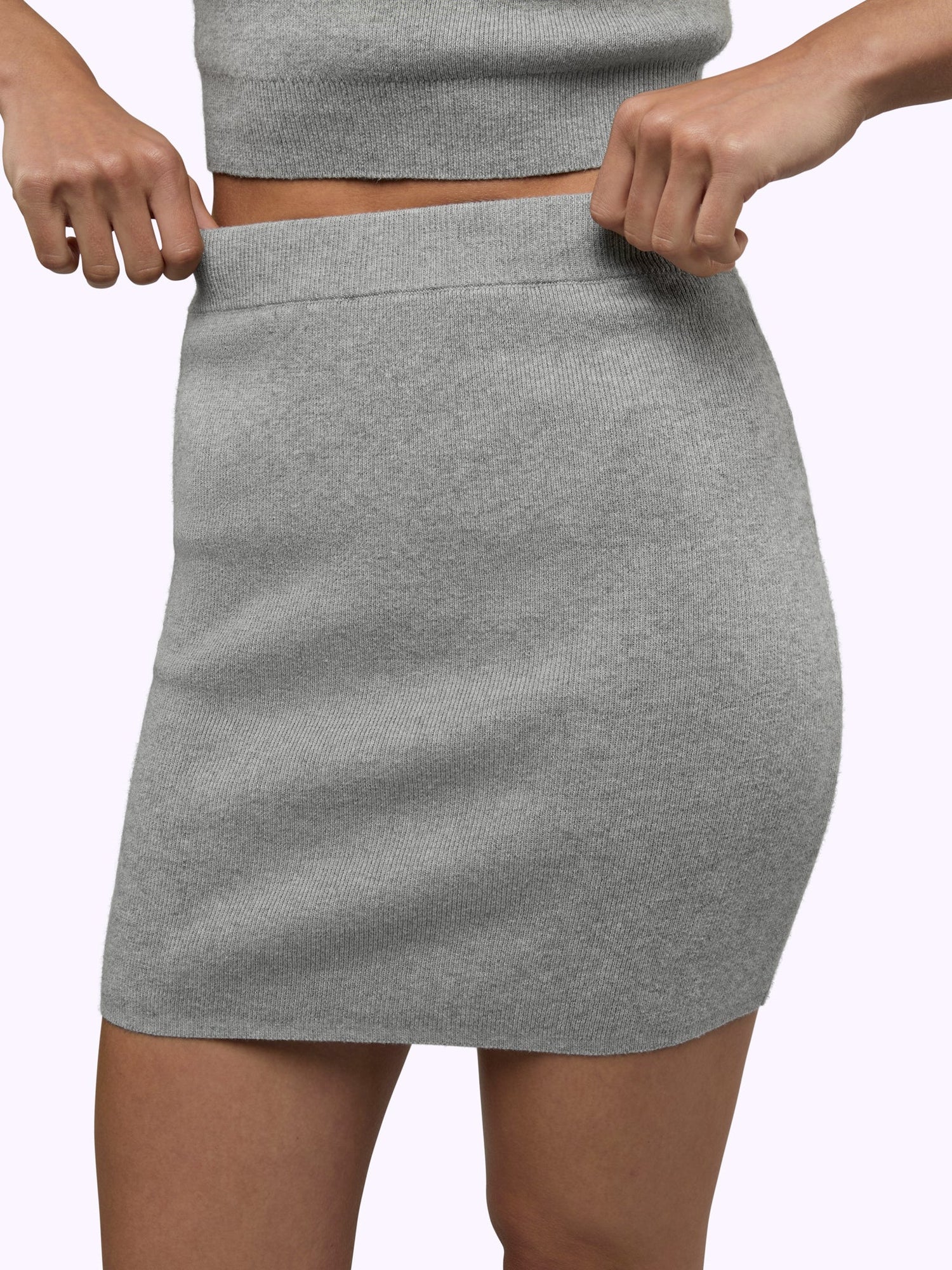 Womens | Soho Knit Form-Fitting Mini Skirt | Heather Grey