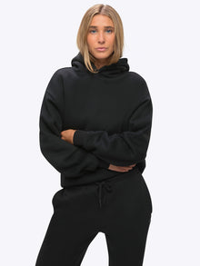 Womens | Divine Relaxed-Fit Fleece Hoodie | Black