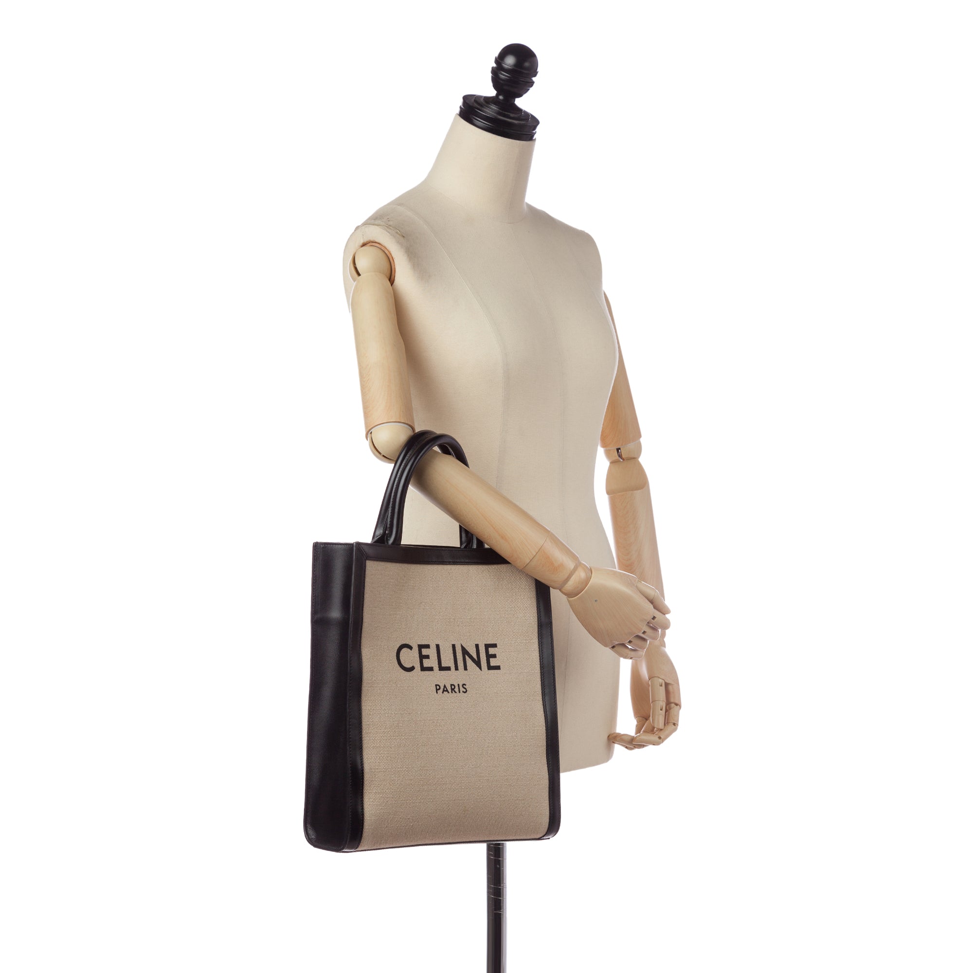 Céline Pre-Owned Small Vertical Cabas Satchel | Women | Brown x Light Brown x Black