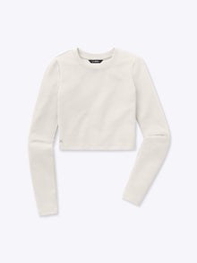 Womens | Long Sleeve Slim-Fit Tomboy-Cotton Cropped Tee | Eggshell