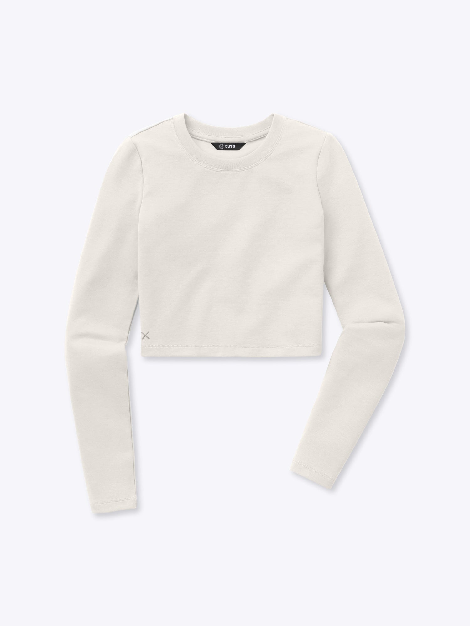 Womens | Long Sleeve Slim-Fit Tomboy-Cotton Cropped Tee | Eggshell