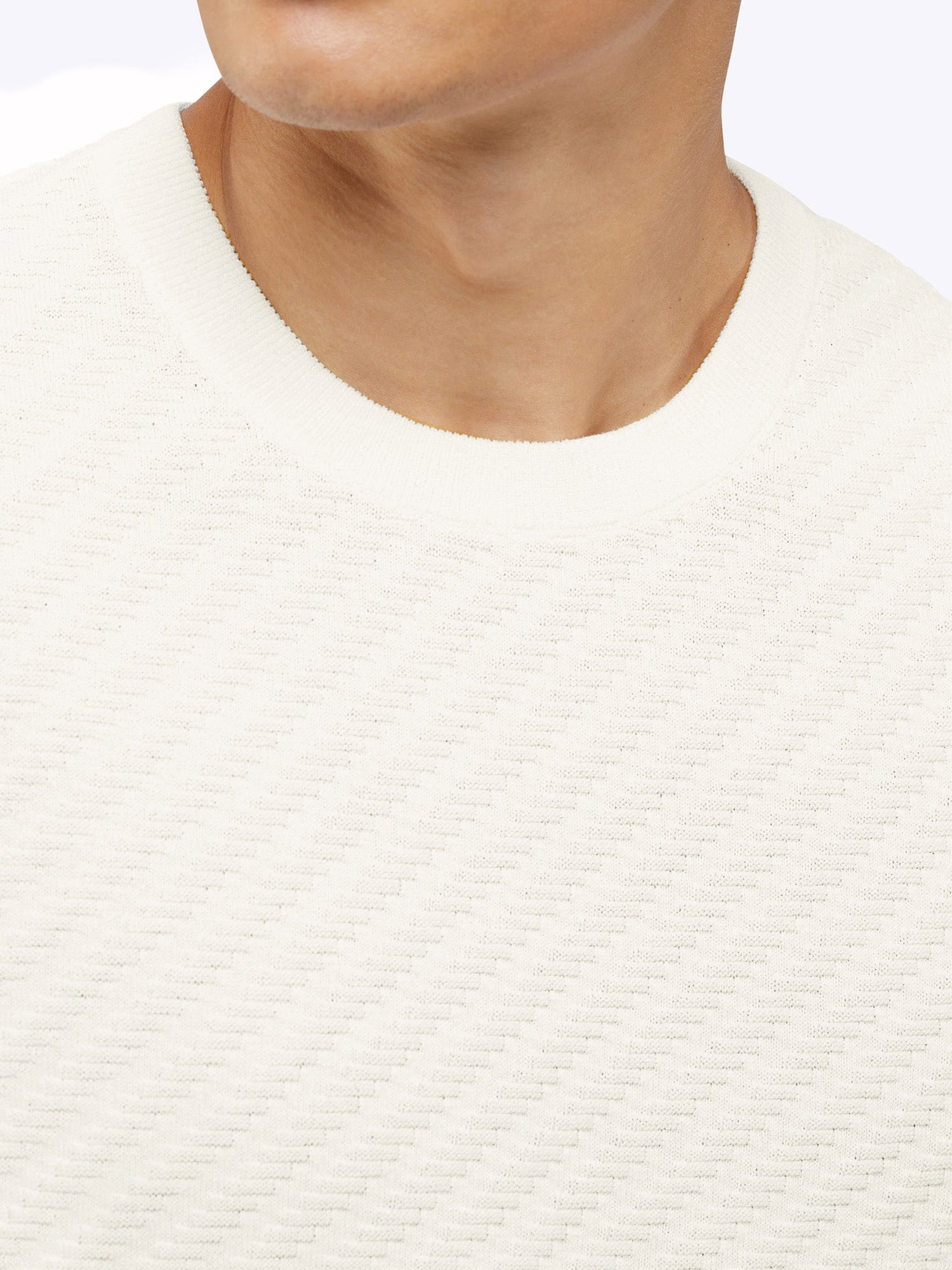 Mens | Riviera Knit Signature-Fit Textured Tee | Eggshell