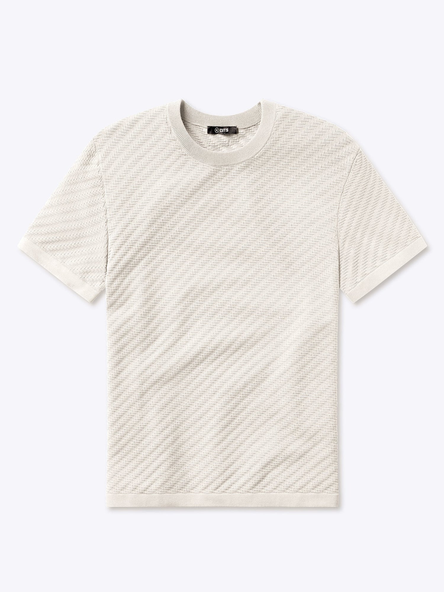 Mens | Riviera Knit Signature-Fit Textured Tee | Eggshell