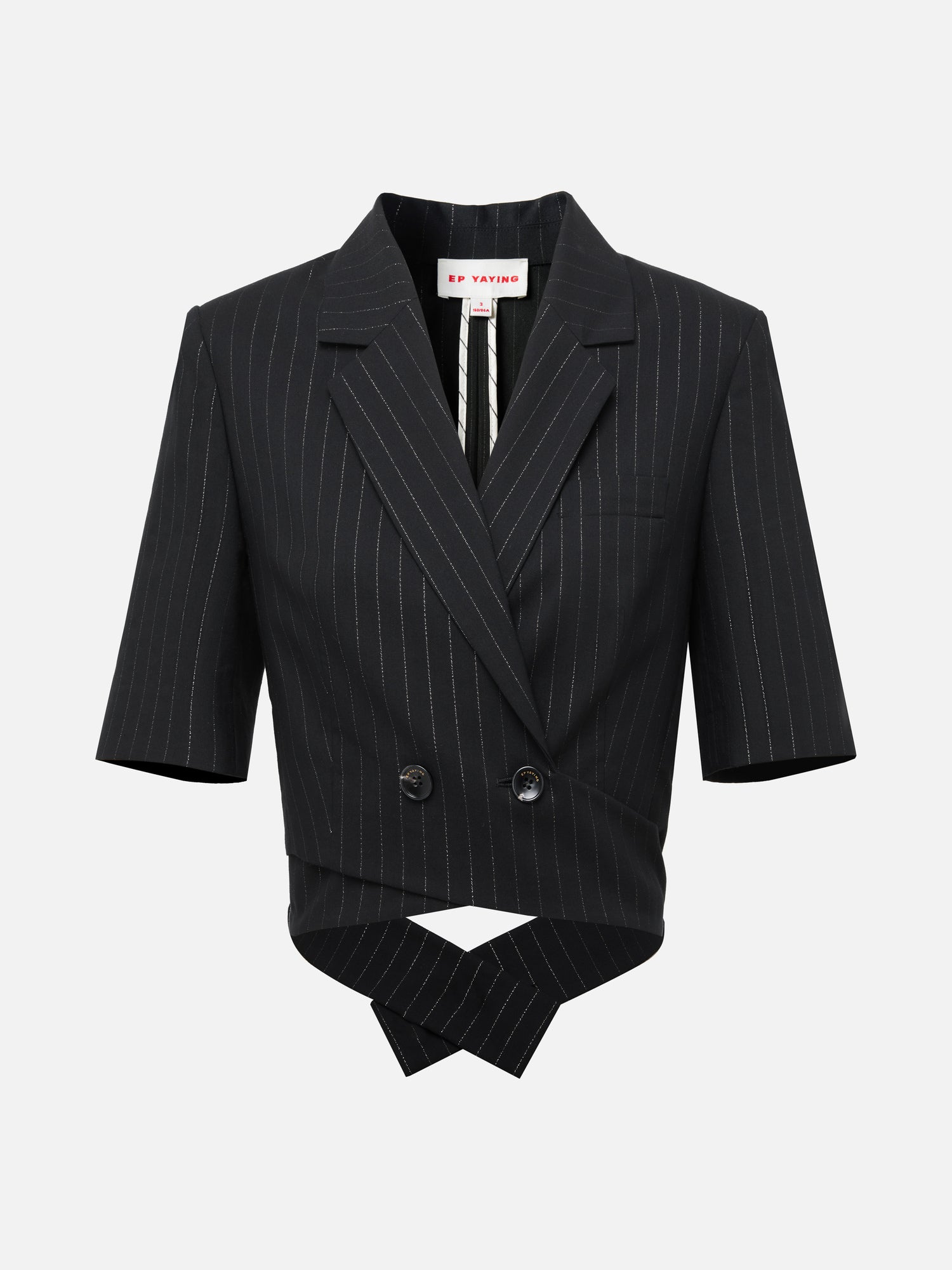 Short Sleeve double-Breasted Top | Black