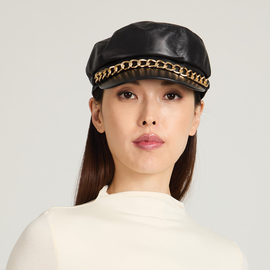 Marina Leather Cap | Black