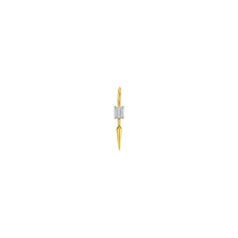 14k gold Single Diamond Drop Earrings in emerald cut on a white background
