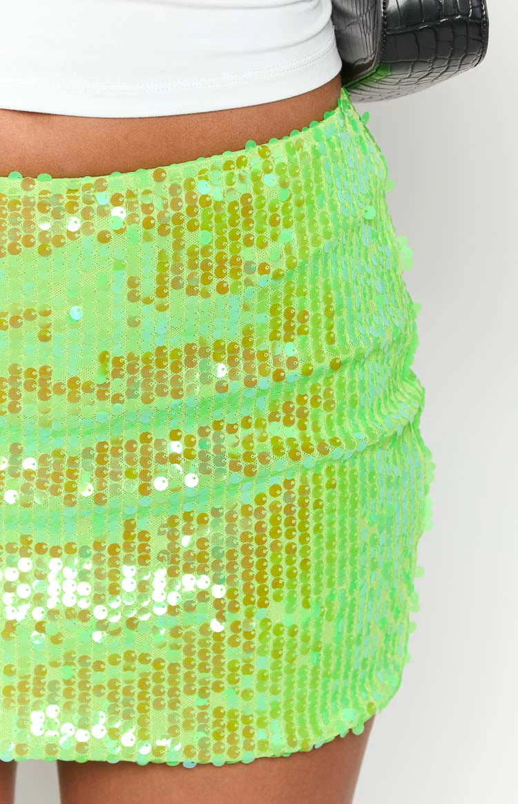 Emiko Sequin Mini Skirt | Green