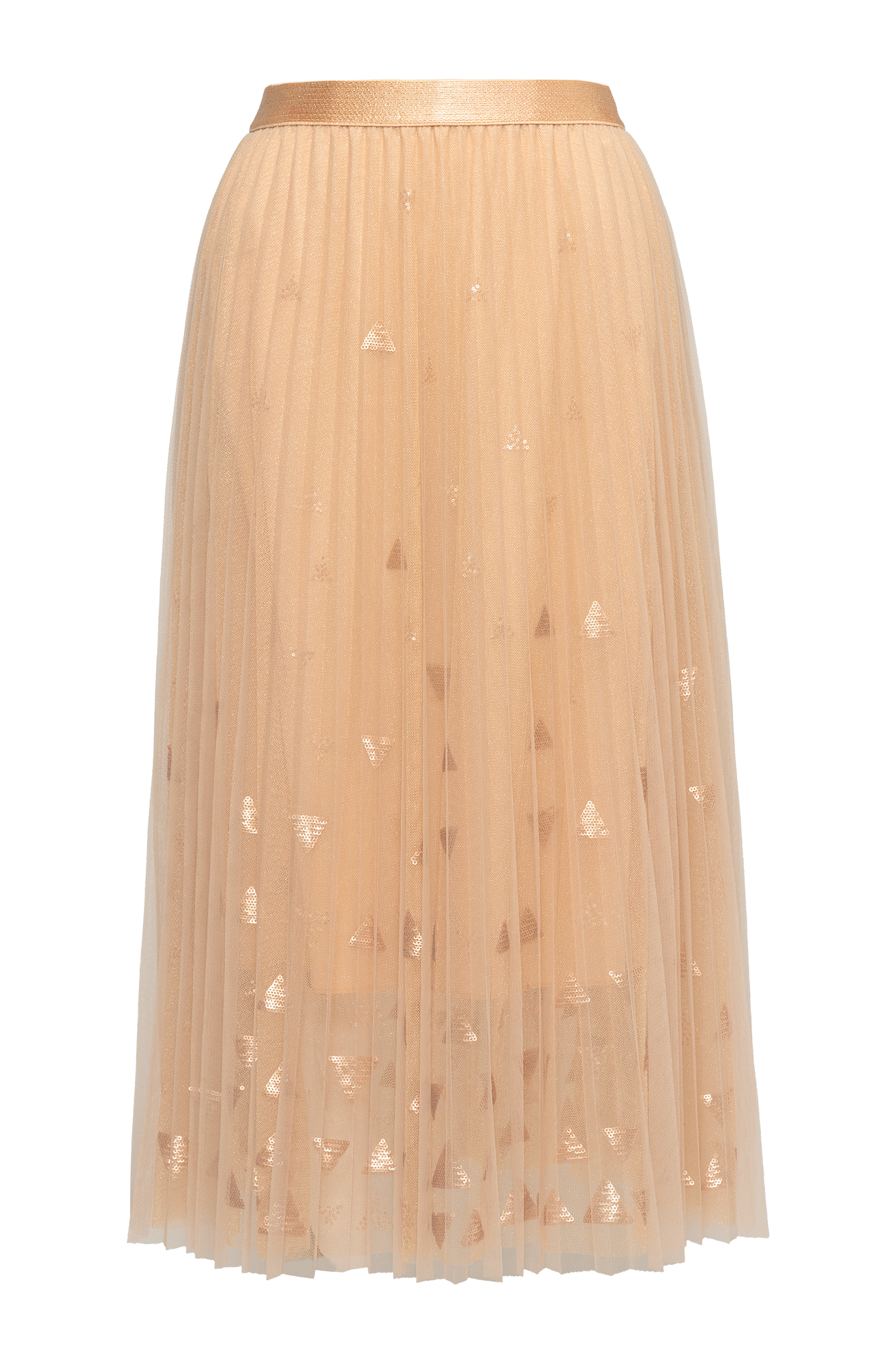 Flora Embroidery Mesh Midi Skirt | Beige