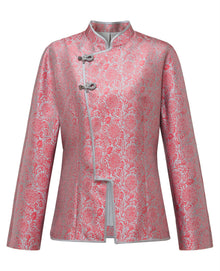 Chinese-style Mid-Waist Long Jacket | Pink