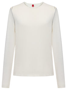 Wool Round Neck Knit Top | White