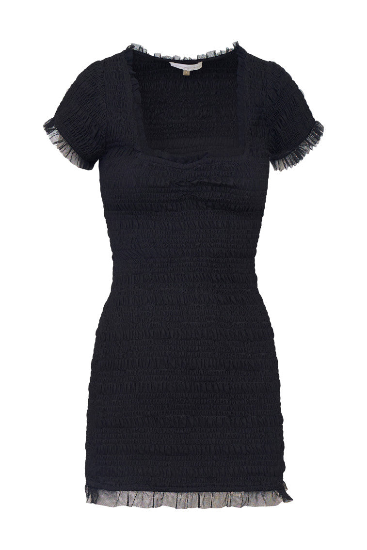 Esca Smocked Mini Dress | Black