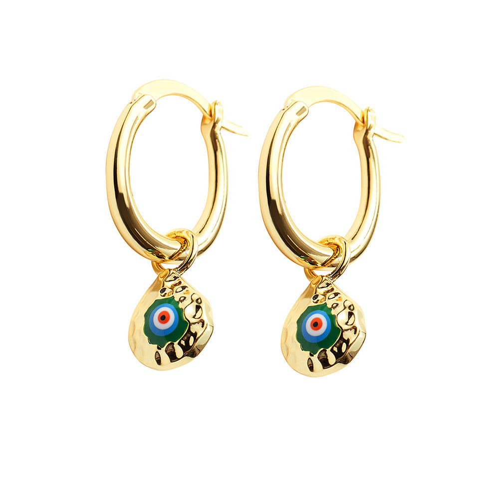 The Hammered Evil Eye Drop Earrings | Gold Vermeil