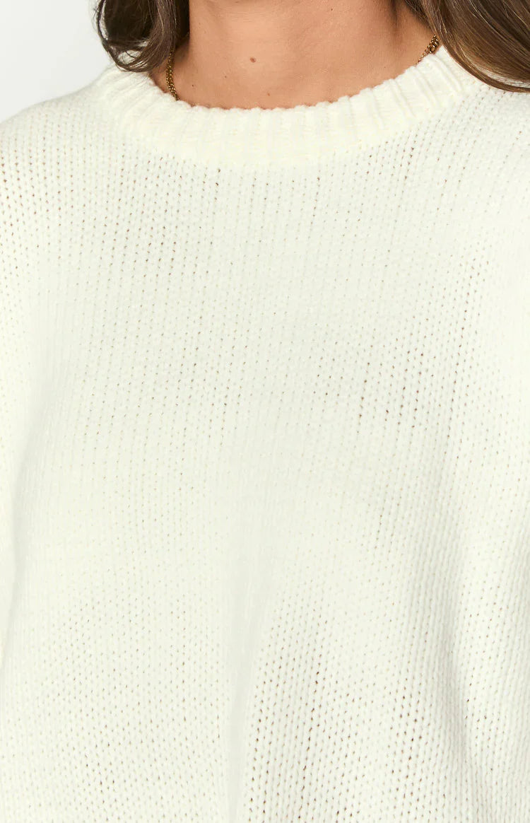 Edwina Raw Edge Knit Sweater | Cream