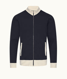 Egerton Contrast Easy Fit Washed Organic Cotton Sweatshirt | Night Iris