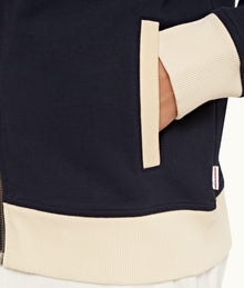 Egerton Contrast Easy Fit Washed Organic Cotton Sweatshirt | Night Iris