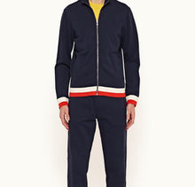 Egerton Zip-Thru Funnel Neck Compact Cotton Sweatshirt | Navy