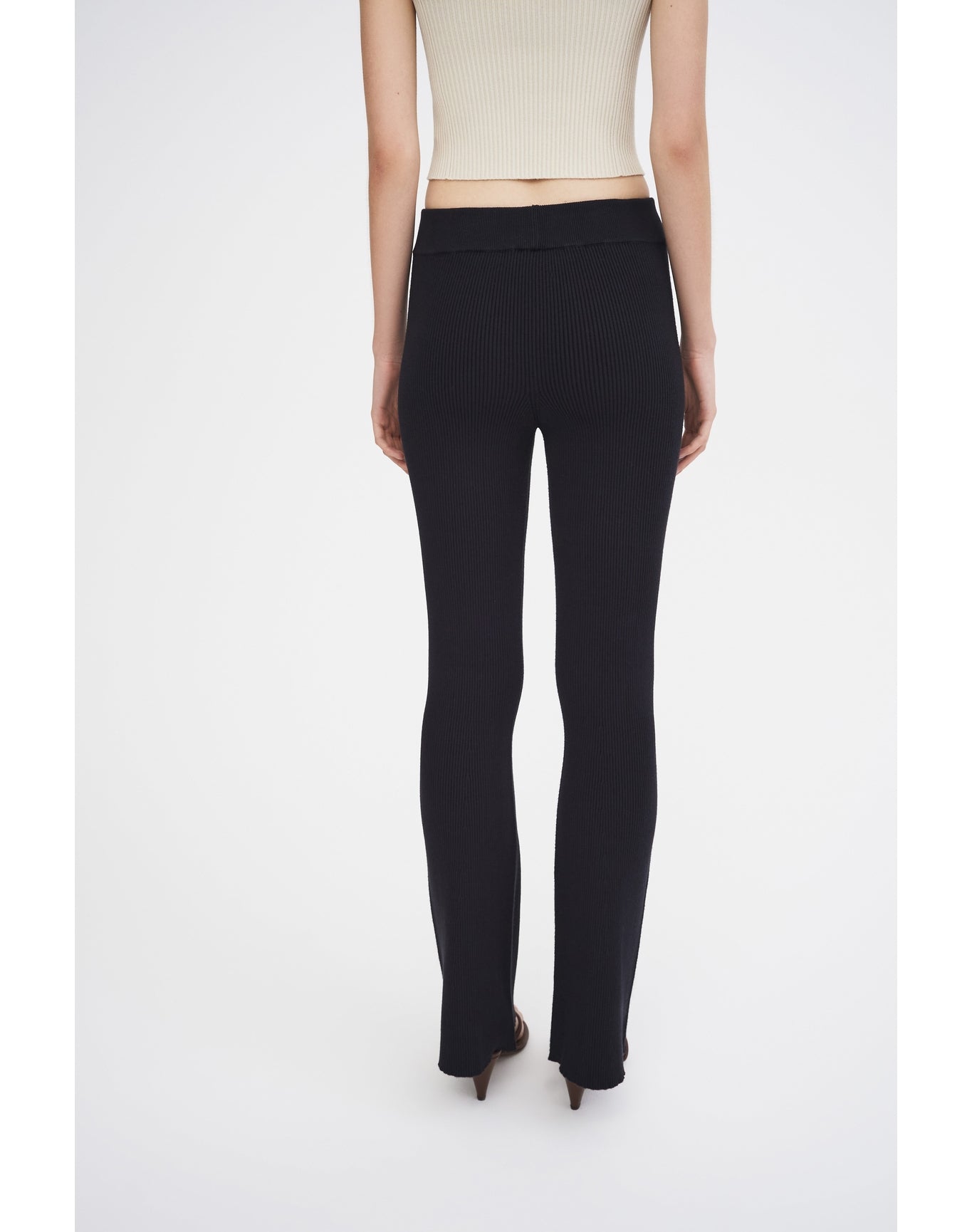 Egon Eco Stretch | Ribbed-Knit Flare Pants | Black