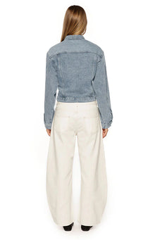 Elana Cinched Waist Denim Jacket | Mid Wash