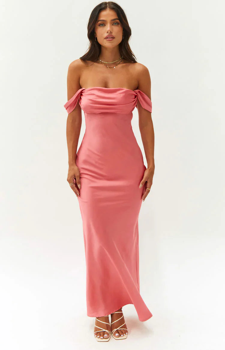 Ella Off Shoulder Prom Dress | Pink