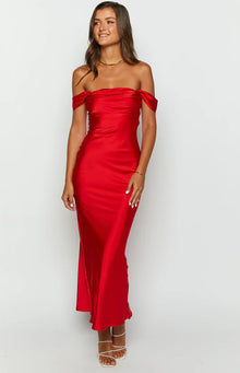Ella Off Shoulder Formal Dress | Red