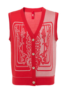 Embossed Knit Vest | Red