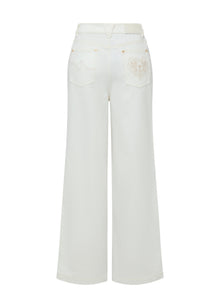 Embroidered Jeans | White