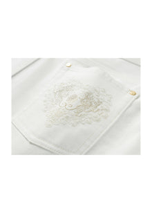 Embroidered Jeans | White