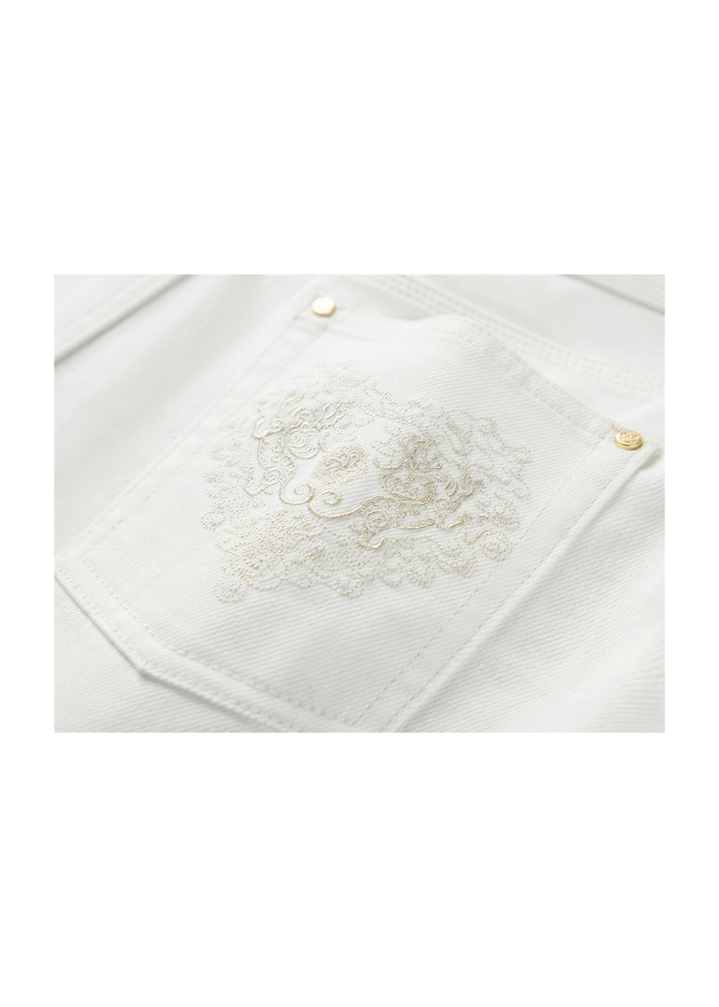 Embroidered Jeans | White