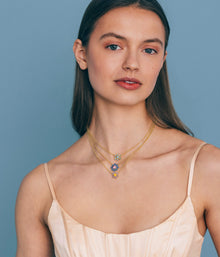 Emeline Flower Necklace in Blue - Loren Hope