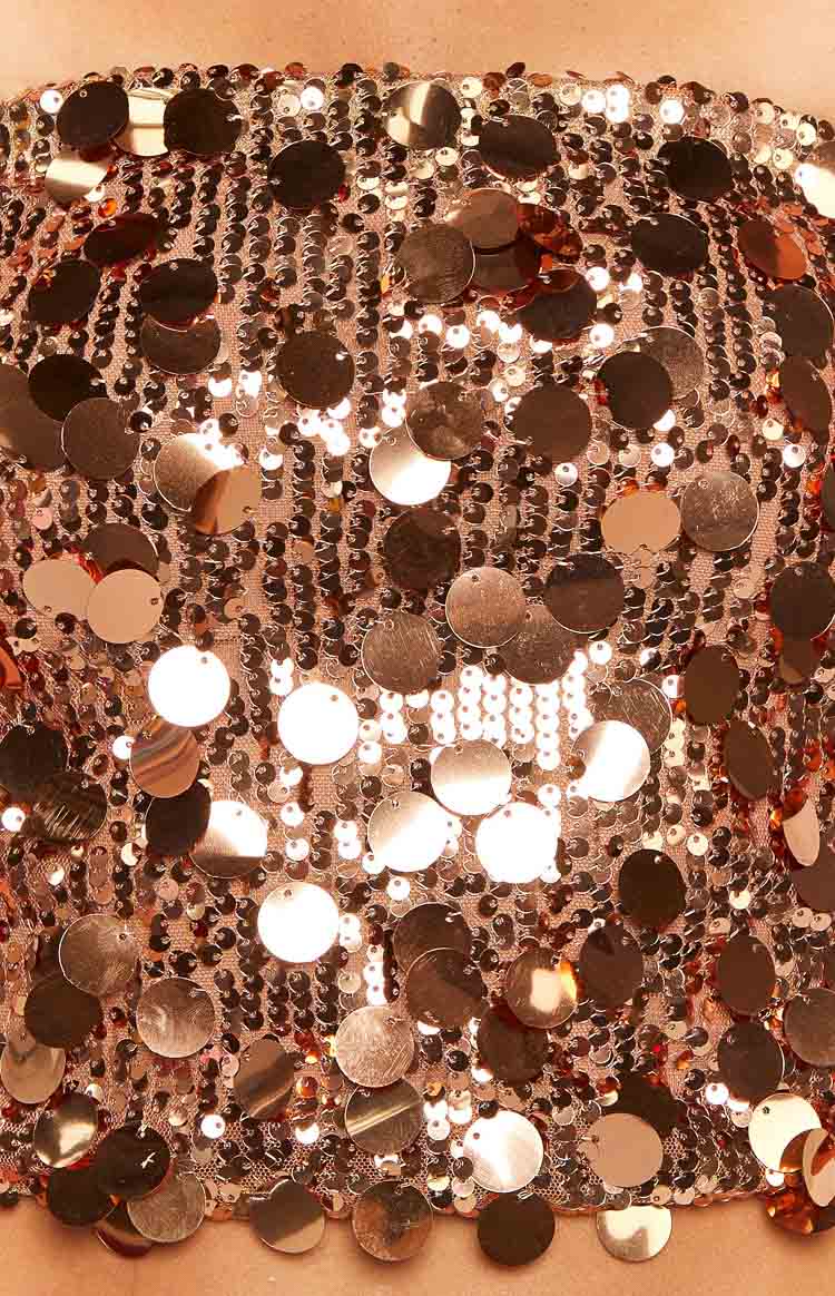 Emiko Sequin Crop Top | Bronze