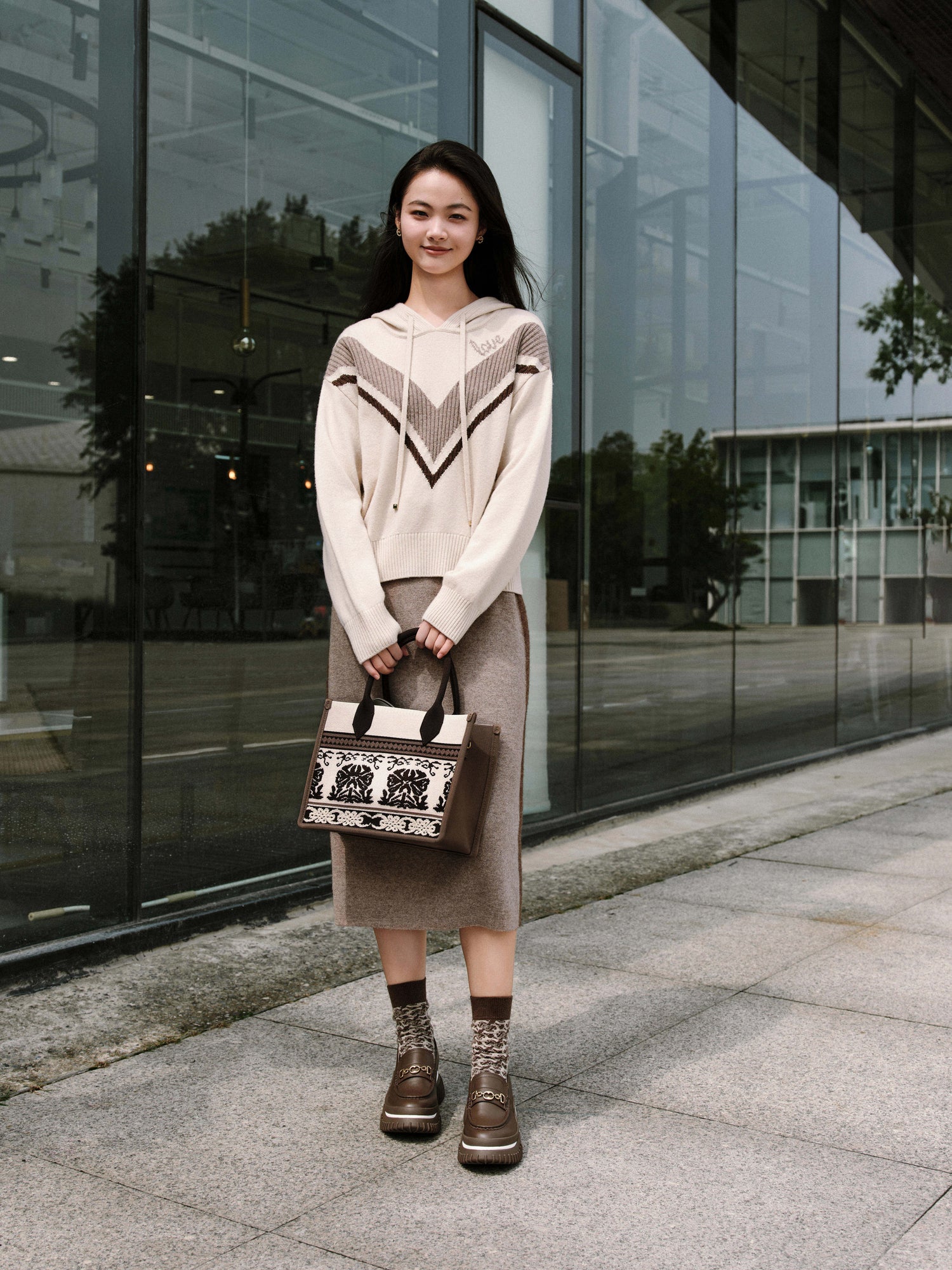 Yak Wool Knit Sweatshirt | Beige