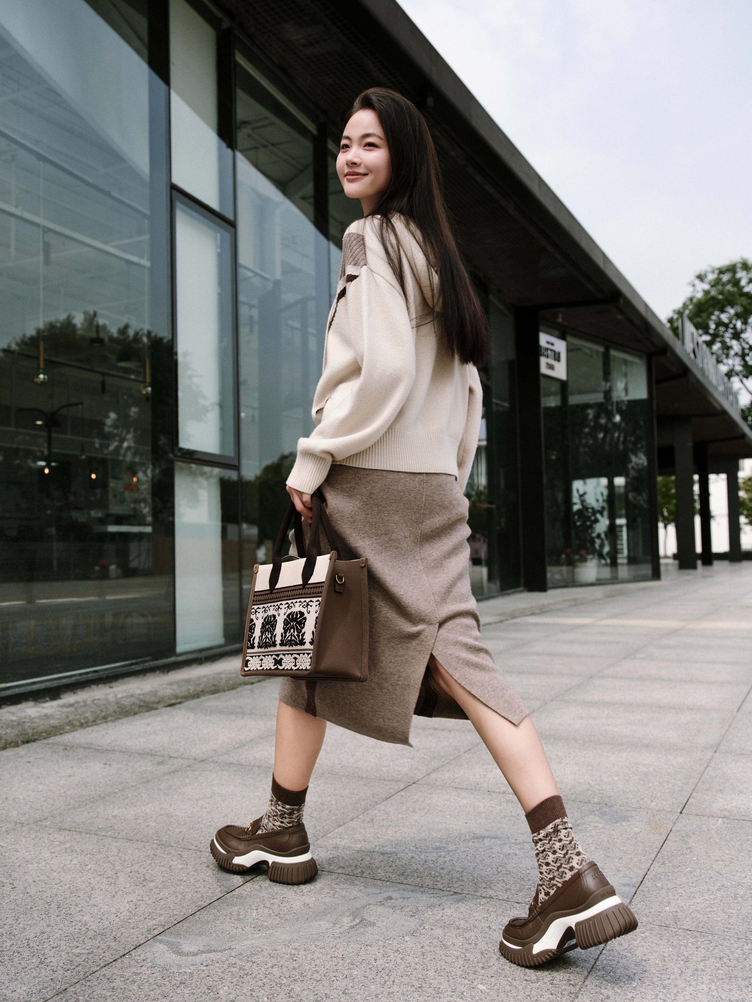 Yak Wool Knit Sweatshirt | Beige