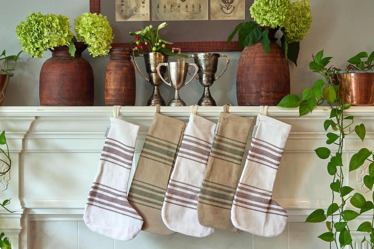 Holiday Stocking | Vintage Merlot Red Stripe | Set of 2