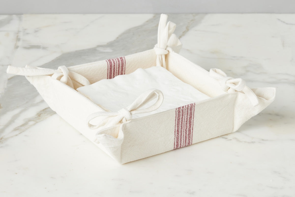 Napkin Tray | Vintage Merlot Red Stripe