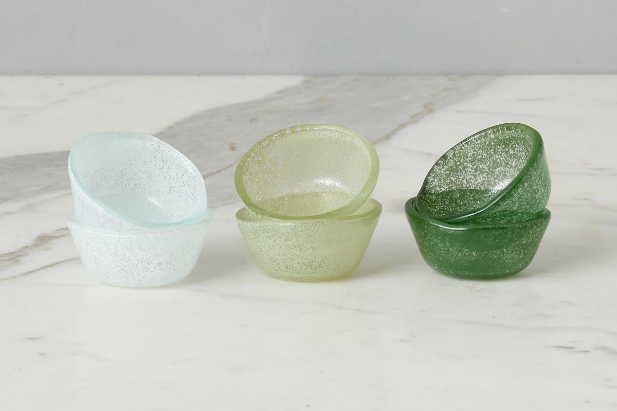 Glass Pinch Pots | Green Tones | Set of 6