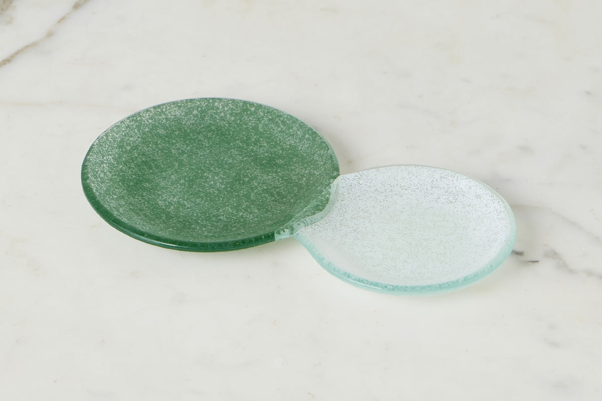 Glass Snack and Tea Duo Plates | Spruce Green | Set of 4