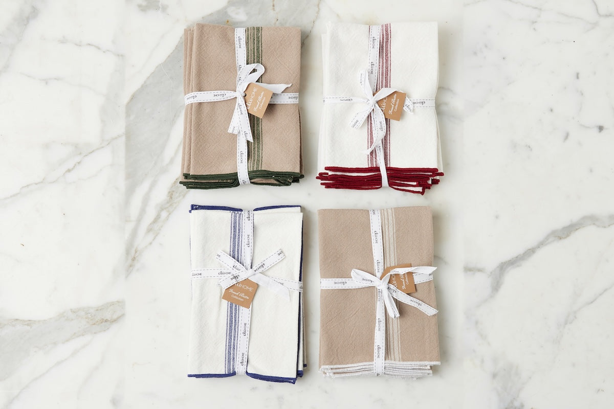 Dinner Napkins | Vintage Navy Blue Stripe | Set of 4