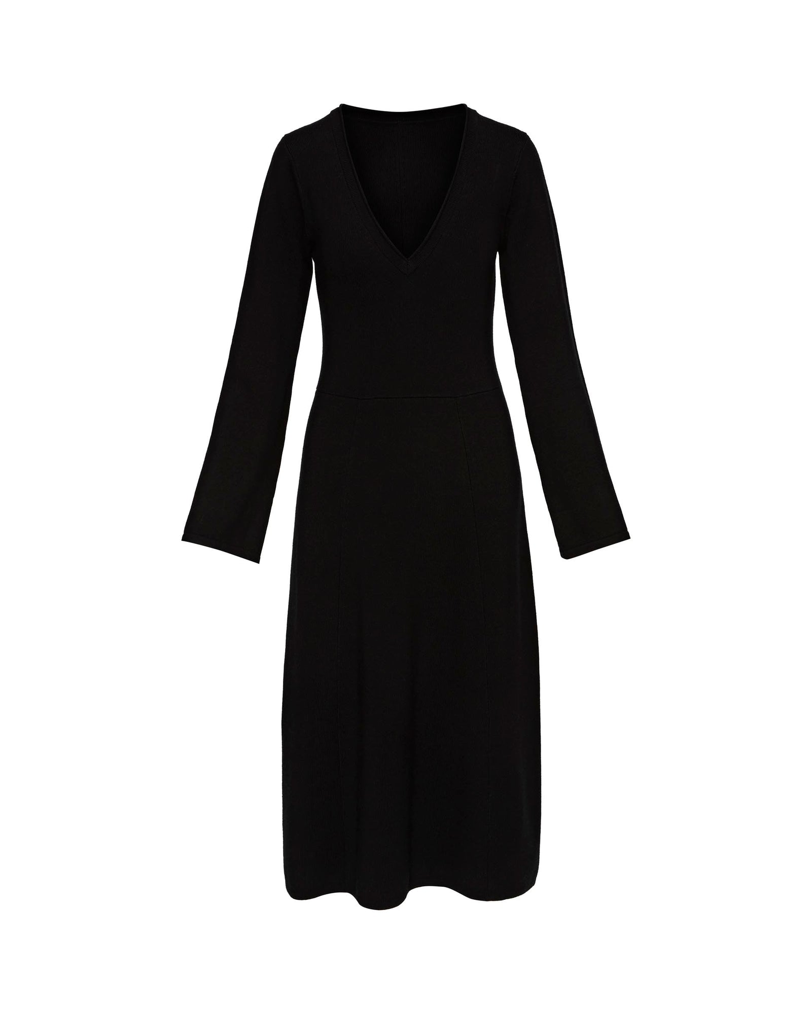 Everyday V-Neck Knit Dress in Merino Wool | Black