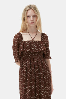 Pleated Georgette Midi Smock Dress | Rocky Road