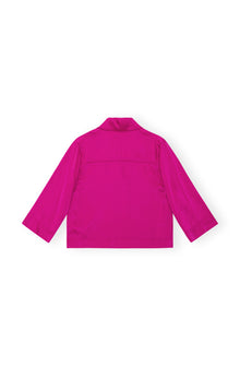 Washed Satin Crop Shirt | Fuchsia Red