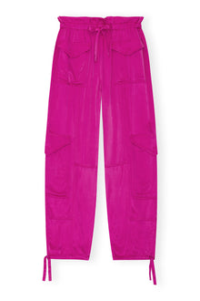 Washed Satin Pocket Pants | Fuchsia Red